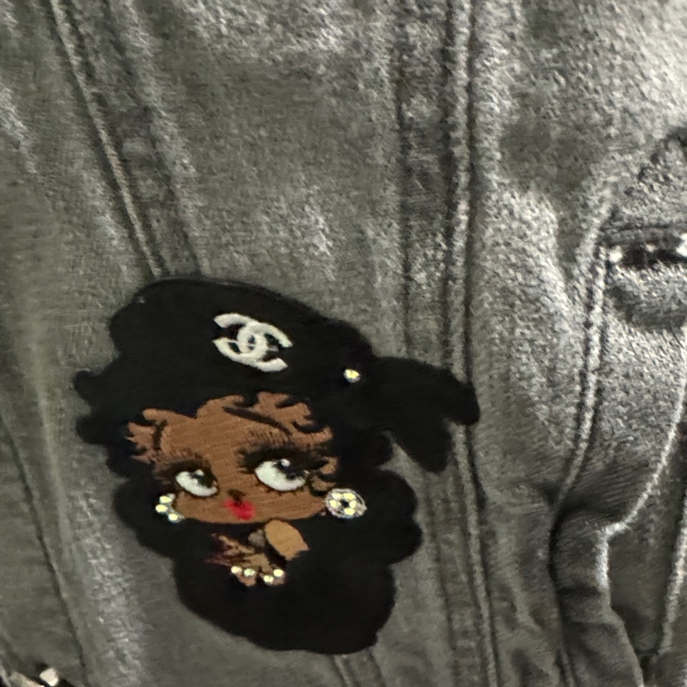 Embellished Gray Denim Jacket - Picture 3 of 4